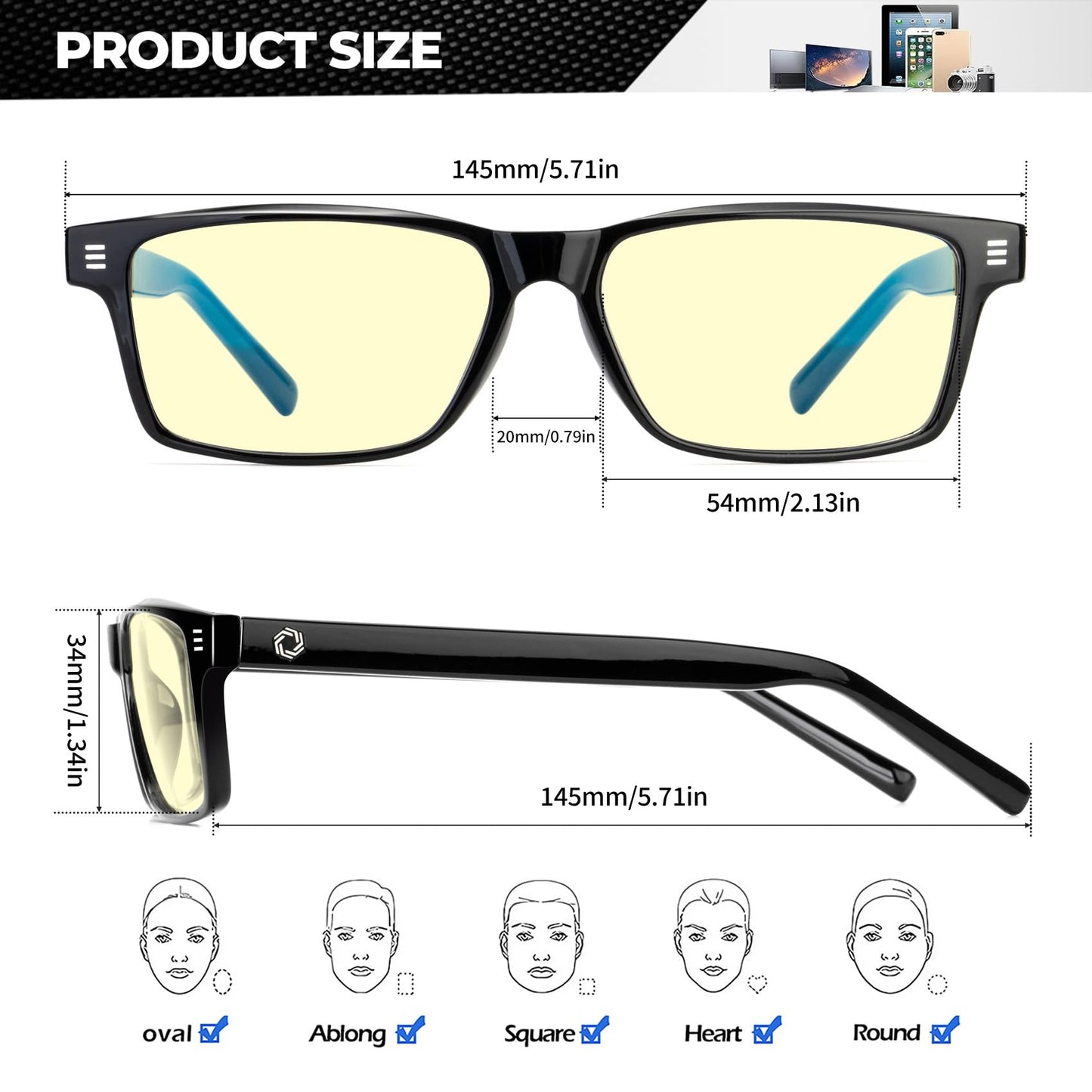 ANYLUV Blue Light Glasses for Men & Women, Lightweight Stylish Blue Light Blocking Glasses, Eye Strain Relief Eye Protection