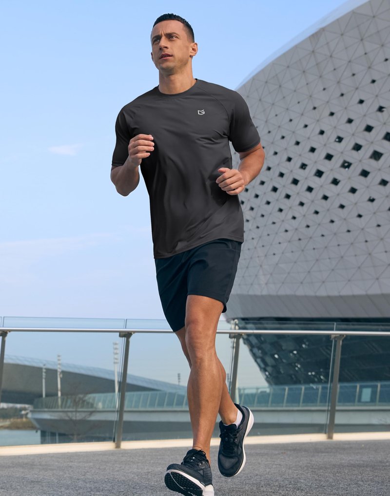 G Gradual Men's Athletic Workout T-Shirts Moisture Wicking Cooling Running Shirts Short Sleeve Performance Tee for Gym Tennis(Dark Grey,M)