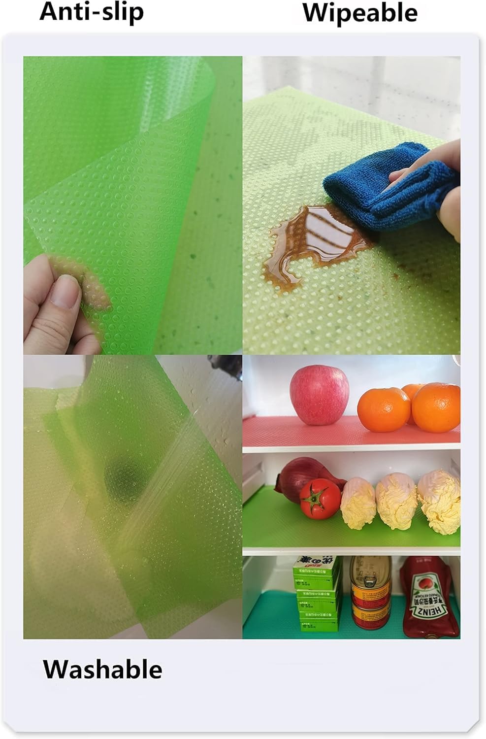 12 Pcs Refrigerator Mats - Cabinet Liner Shelf Liners for Glass Shelves