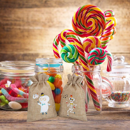 CCINEE 36pcs Burlap Halloween Party Bags Novelty Linen Jute Bags 4" x 6" for Halloween Gifts Packing Party Decoration Supplies