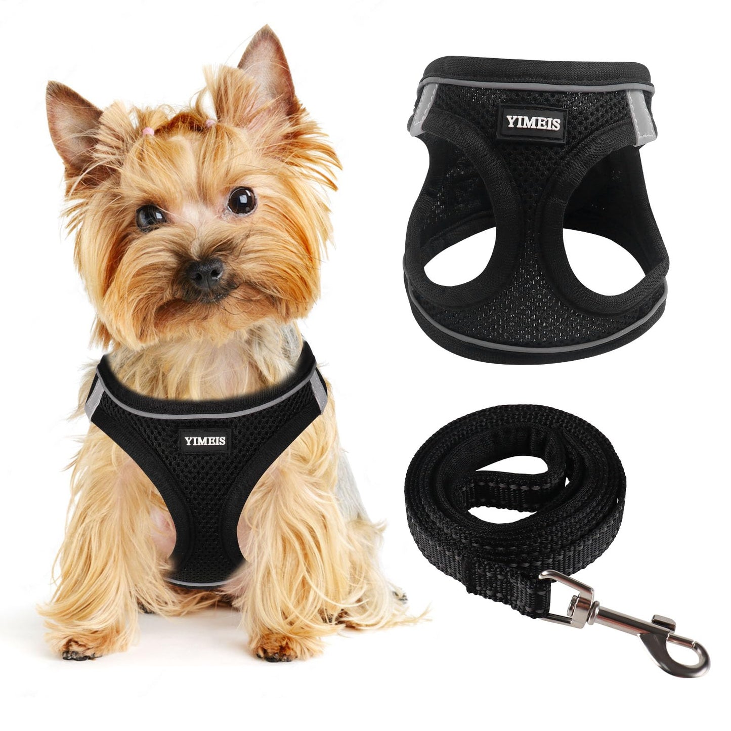 Dog Harness for Small Dogs, Small Dog Harness and Leash Set, Honeycomb Grid, Reflective Lightweight Harness & Anti-Twist Pet Lead (Multi Color, Size: XS-S-M) (XS, Black)