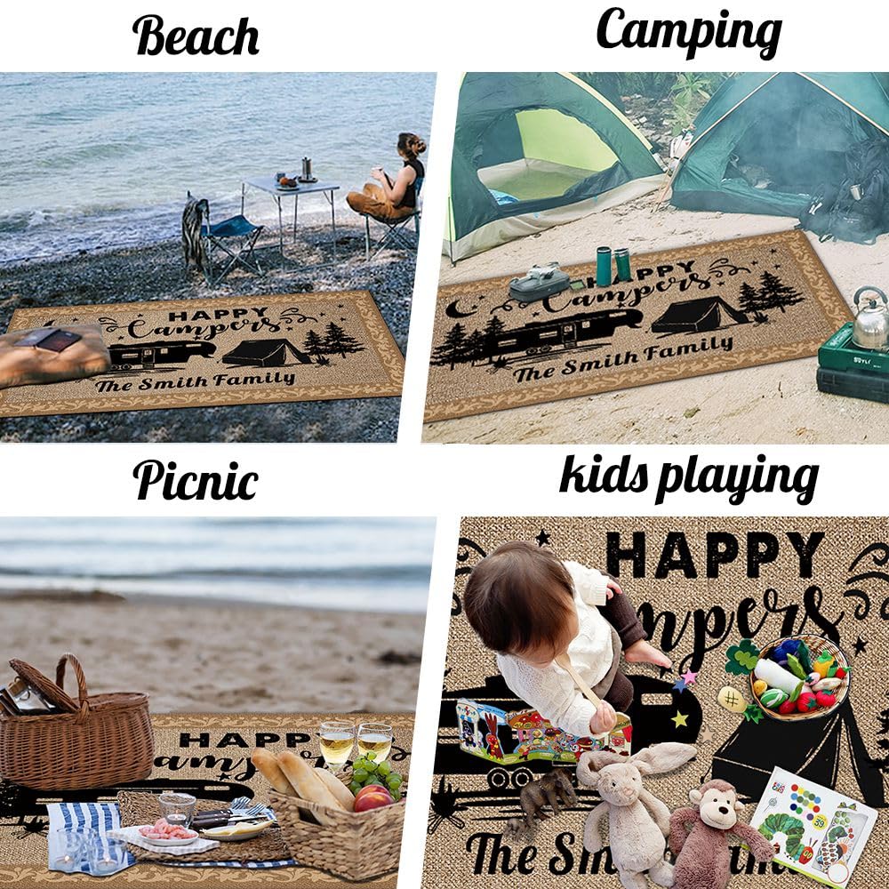 GUGLILI Custom Camping Rugs Making Memories One Campsite at a Time RV Trailer Decor Camper Floor Mat for Outdoors, Patio, Backyard, Picnic, Beach, Camping, 55 x 95 Inch, 20 RV Optional