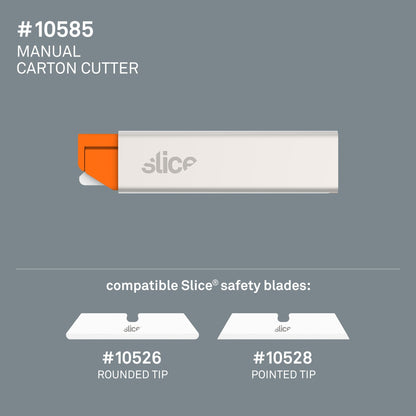 Slice 10585 Manual Carton Cutter, Ideal for Boxboard & Thin Corrugated Cardboard, Lightweight & Portable, Finger-Friendly Ceramic Blade, Ambidextrous Design, Lasts 11X Longer Than Steel