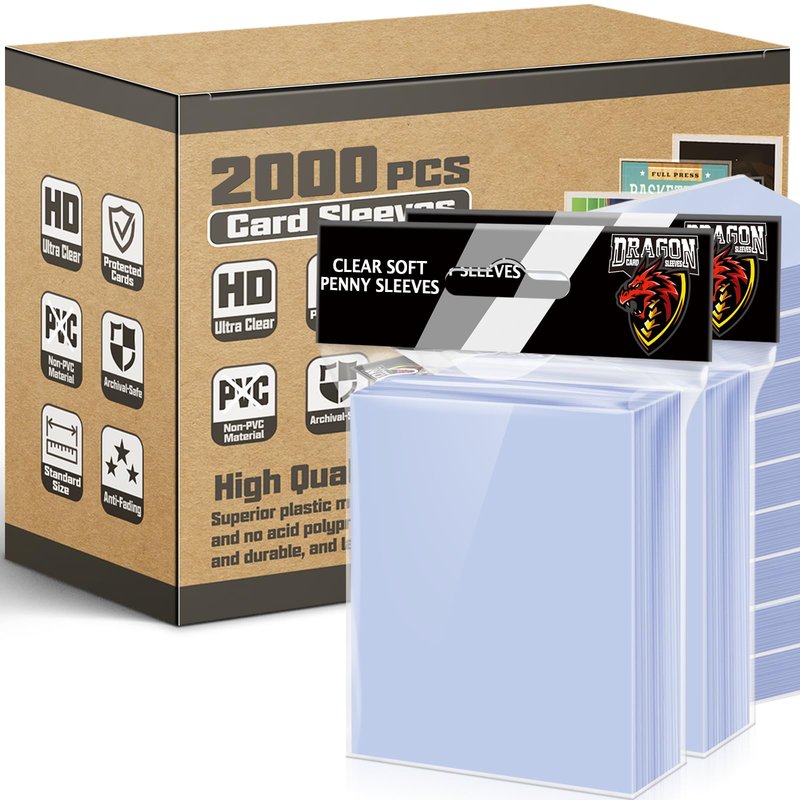 2000 Counts Card Sleeves Top Loaders for Trading Cards, Penny Soft Sleeves Baseball Card Sleeve Protectors Fit for Sports,Football,Game Cards