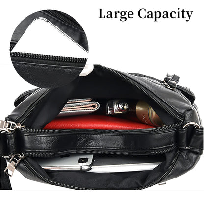 Ladies Shoulder Bags Soft PU Leather Crossbody bag for Women Multi Pockets Lightweight Waterproof Crossbody Handbags for Travel Daily Use Black