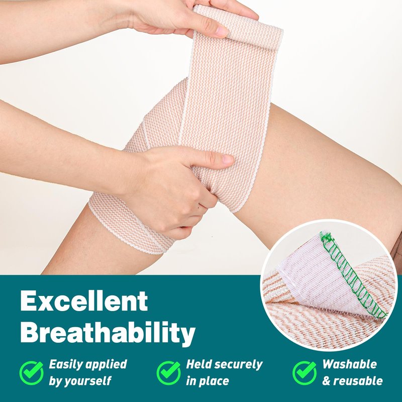 AZEN Premium 2 Pack Elastic Bandage Wrap 4 Inch, Compression Wrap Bandage for Legs, Lymphedema Wraps for Legs, Ankle, Knee, Tummy, Body, Latex-Free