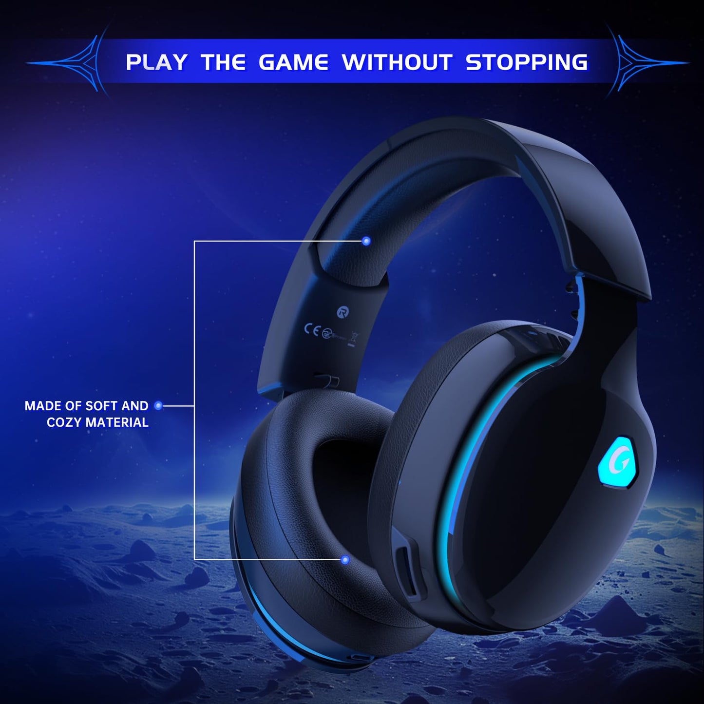 Gvyugke Gaming Headset Wireless 2.4GHz for PS5, PS4 Fortnite/Call of Duty/FPS Gamers, PC, Switch, Bluetooth 5.3 Gaming Headphones with ENC Microphone, Surround Sound, 40+H Battery (Black)