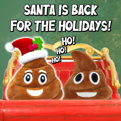 Farting Santa Poop Toy with 7 Funny Fart Sounds - Great for Stocking Stuffers, Secret Santa, or Christmas Gag Gifts - Durable Fake Poop Funny Dog Toy is 4x4.5 - Soft Plush Christmas Novelty