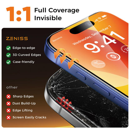 NeverBreak 9H+ Hardness for iPhone 17 Pro Max Screen Protector 12FT Military Grade Protection (Scratch, Shatter, Drop Resistance) Tempered Glass Full Edge Coverage 6.9", 2 Pack with De-Bubble Card
