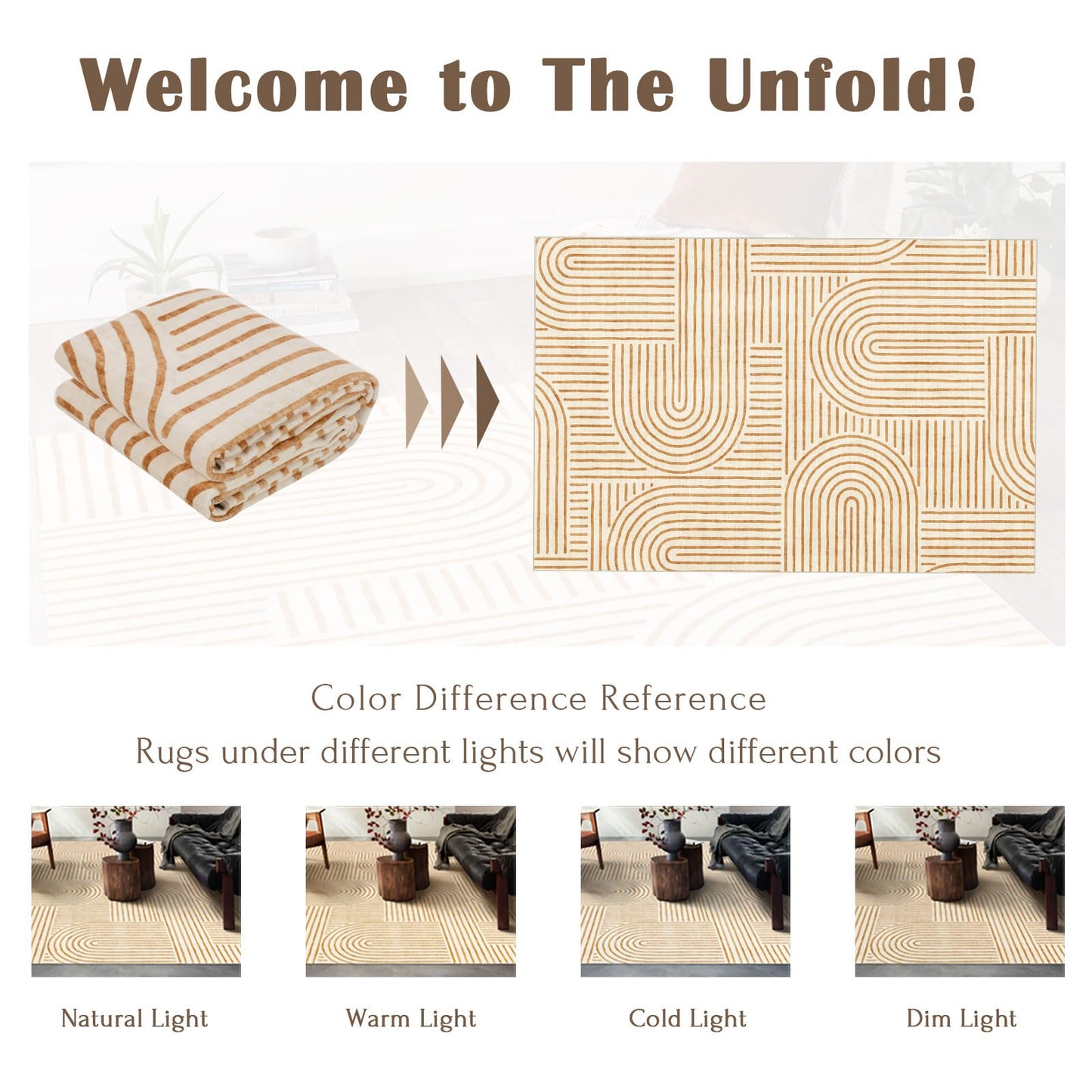 LUXRUG 6x9 Area Rug for Living Room - Large Abstract Washable Rugs for Bedroom Non-Slip Orange Dining Room Rug Rainbow Low-Pile Carpet Soft Modern Rug for Office Nursery Room