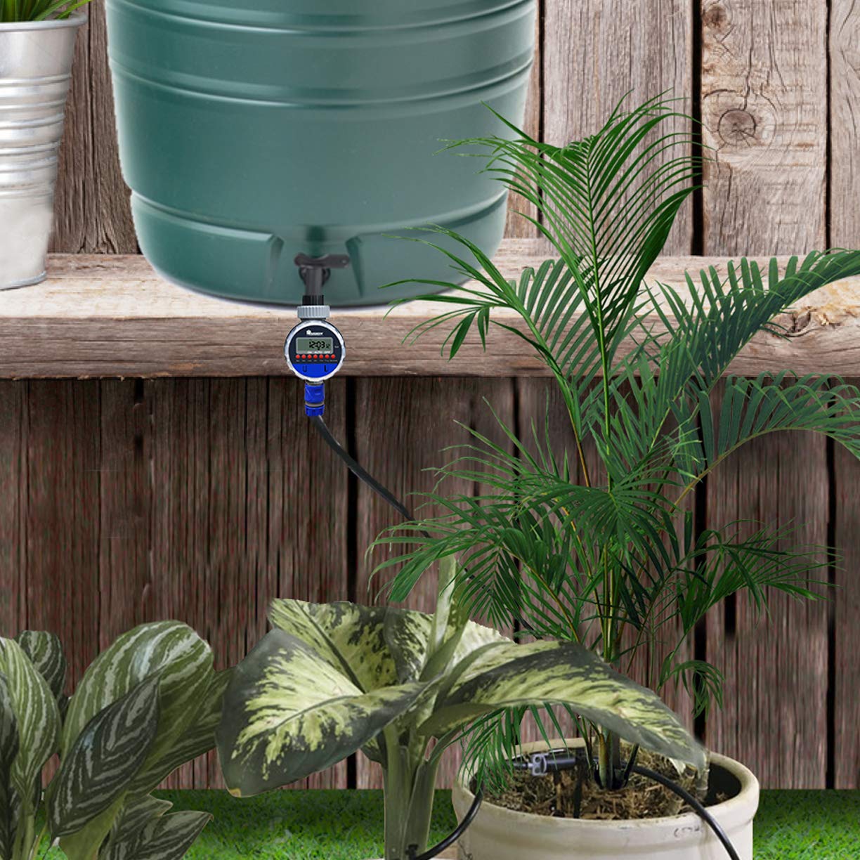 Yardeen Electronic Water Timer Garden Irrigation Controller Digital Intelligence Watering System LCD Waterproof, No Water Pressure Required