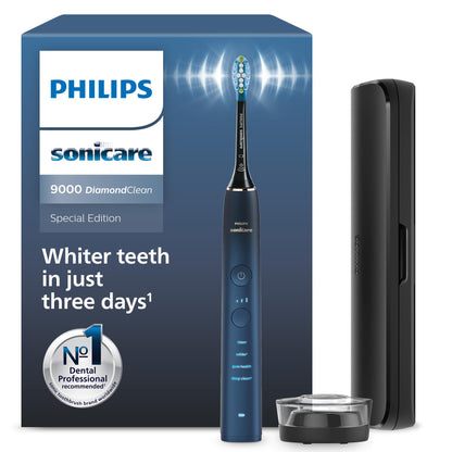 Philips Sonicare DiamondClean 9000 Series Power Electric Toothbrush Special Edition - Sonic Brush, Dark Blue, 1 X C3 Premium Plaque Control Brush Head (Model HX9911/88)