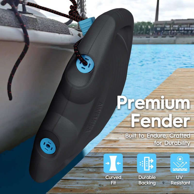 AWEMUFA 4 Pack EVA Boat Fenders for Docking, Large Boat Bumpers for Docking Upgraded Black Boat Buoys Bumpers, Fit for Pontoon, Bass, Deck and Jon Boat