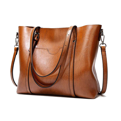 Aileese Womens Handbags Soft Leather Large Capacity Retro Vintage Top-Handle Casual Pocket Tote Shoulder Cross-Body Bags Brown
