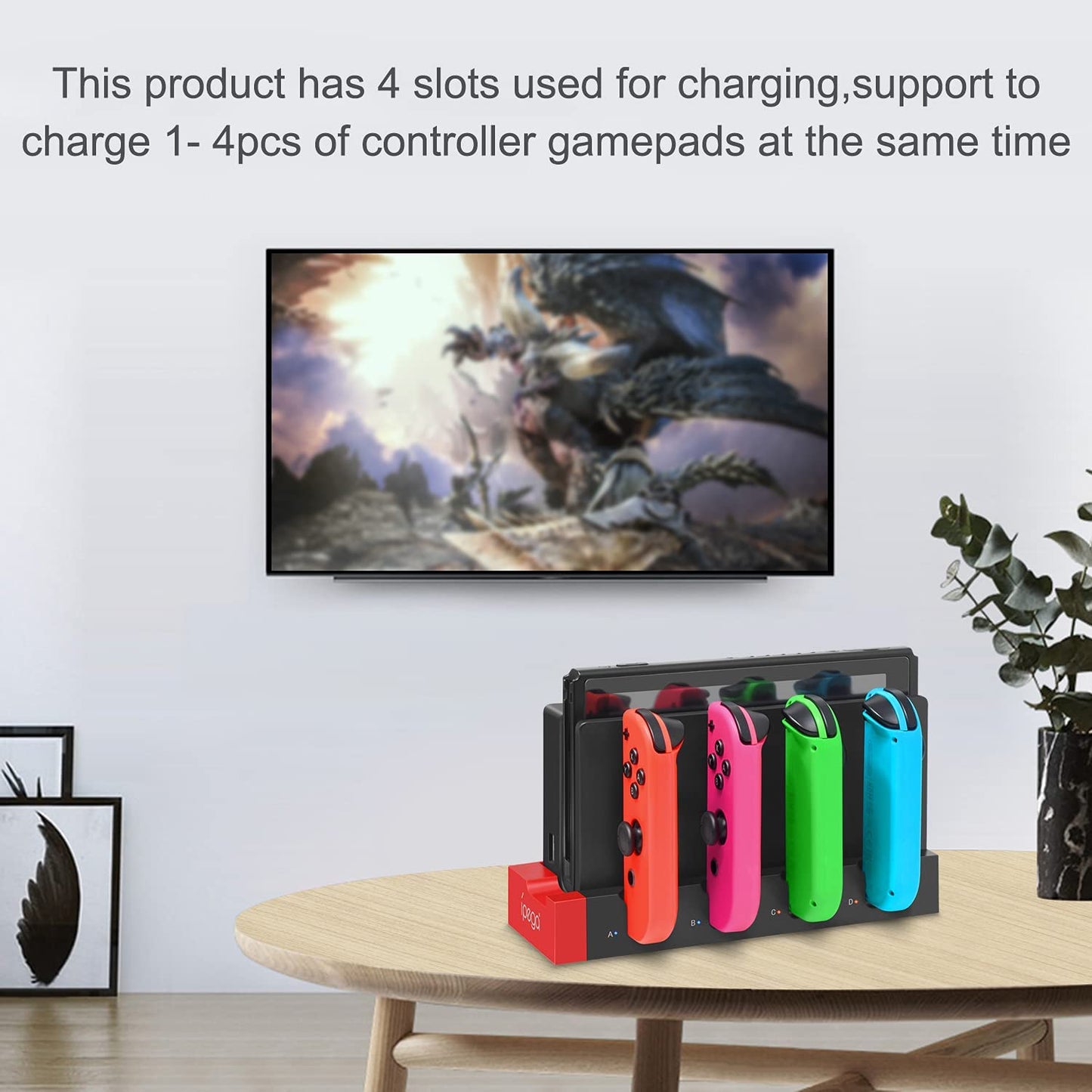 Charging Dock Compatible with Nintendo Switch & OLED Model Joycons, Joycon Controller Charger Dock Station for Charges up to 4pcs Joypad, Charging Stand Station for Nintendo Switch/OLED Model