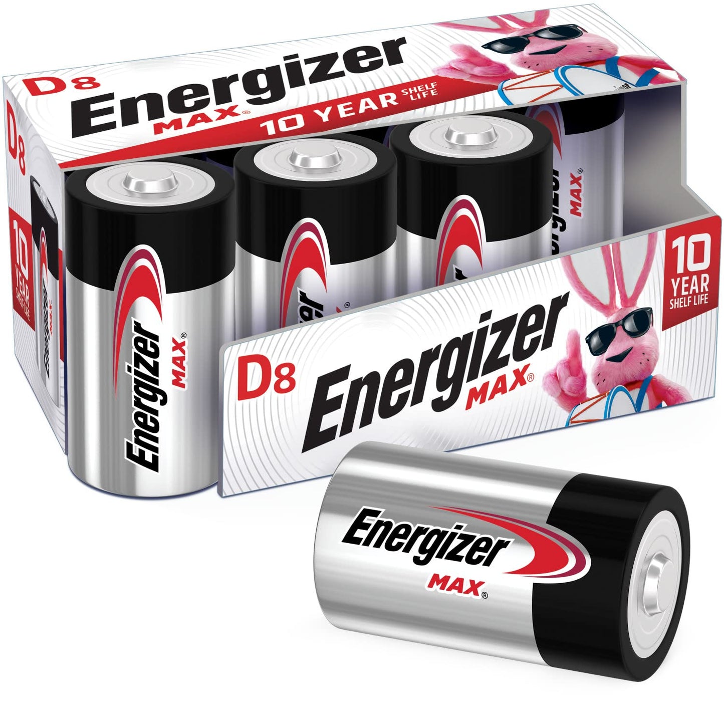 Energizer D Batteries, D Cell Battery Premium Alkaline, 8 Count