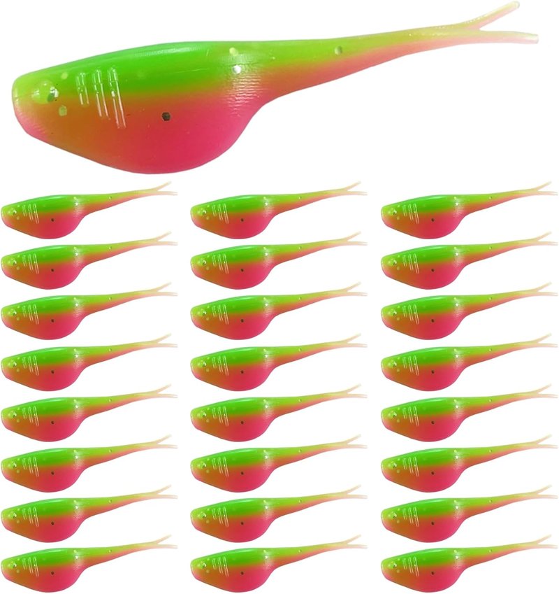 Split-Tail Crappie Lures - 24 Soft Plastic Fishing Lures for Bluegill, Panfish, Trout & Bass
