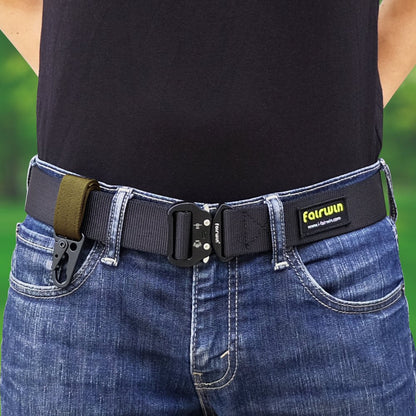 FAIRWIN Tactical Gear Clip, Nylon Key Ring Holder or Tactical Belt Keepers Military Utility Hanger Carabiner Tactical Molle Hook, Black, Tan, Green(Tan,4.2 inch L and 1 inch W)