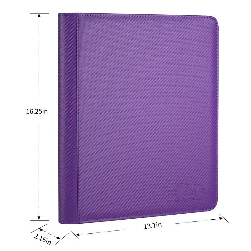 Toploader Binder,Toploader Hard Cases, 9-Pocket Pages Sleeves Hold up 288 Cards.Toploader Card Binder with Sleeves for “3×4” rigid，Card Holder(purple)