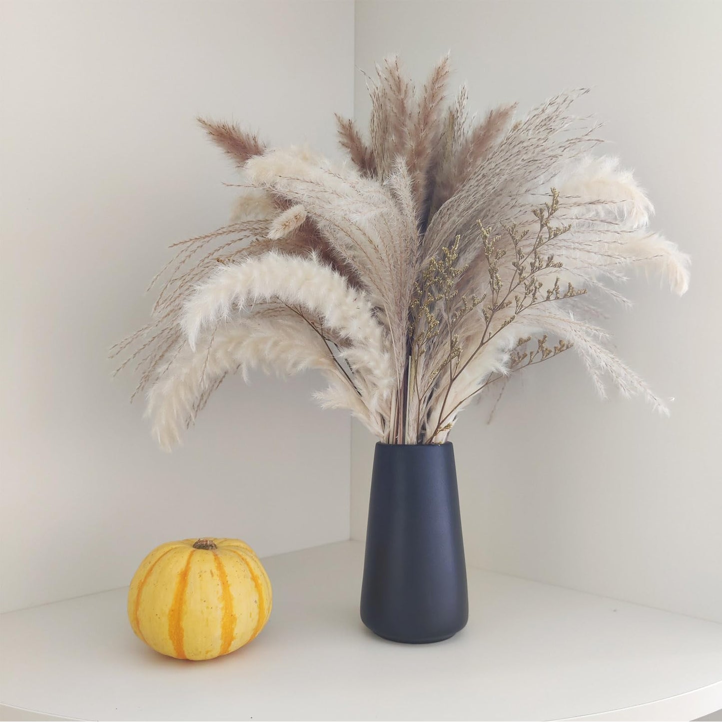 Matte Black Vase - Black Flower vase, 6" Small Simple Modern Ceramic Vases for Flower/Pampas Grass, Minimalist Farmhouse Boho Vase for Centerpieces, Home Decor, Bathroom Decor