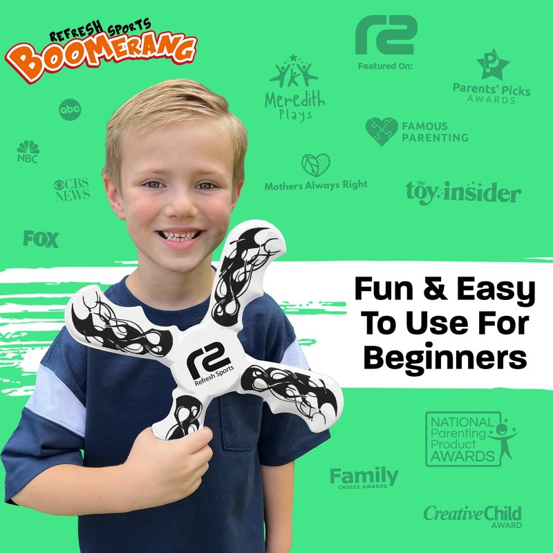 Boomerang for Kids - It Really Does Fly Back - Fun & Easy to Use Toy for Boys & Girls - Soft Foam Design Allows for Safe Play & Great Beginner Toy Gift Idea for Boys - Birthday Gift Ideas Stuffers