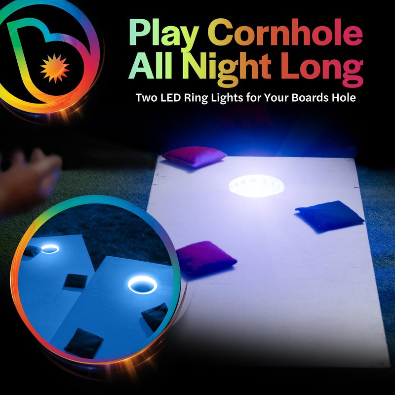 Brightz LED Cornhole Board Ring Lights, 2-Pack - Bride and Groom Corn Hole Wedding Games - Wedding Themed Cornhole Accessories for Mr and Mrs