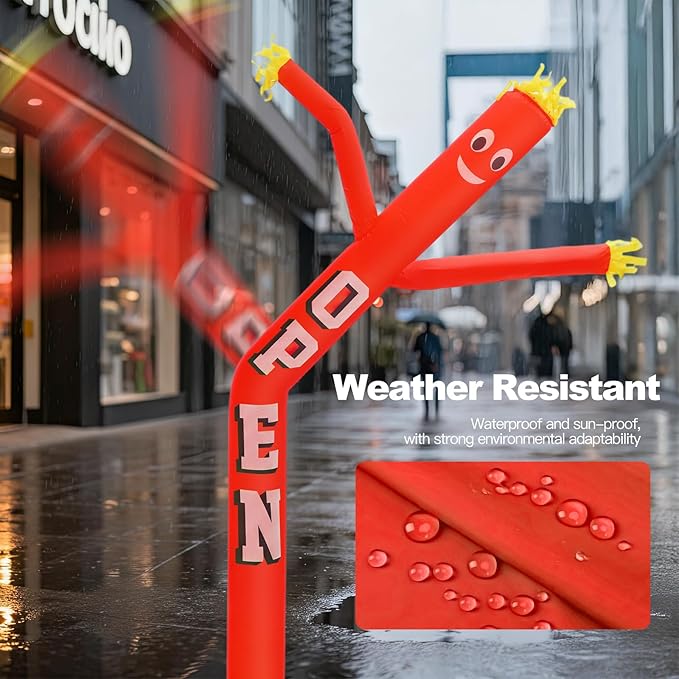 6ft Sky Air Puppet Dancer 9in Diameter Inflatable Waving Tube Man Attachment - Wacky Waving Dancing Tube Guy for Business Promotion Stand Out Advertising - Red Open Dancer ONLY - NO Blower