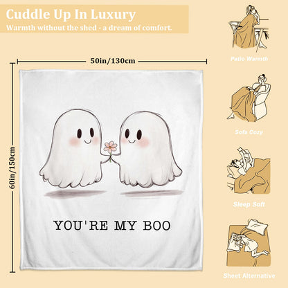 Halloween Ghost Blanket for Women men - You're My Boo Basket Stuffers Romantic Gifts for Her Him, Wedding Anniversary Engagement Gifts for Girlfriend Boyfriend Wife Husband Couple, 60''x50''