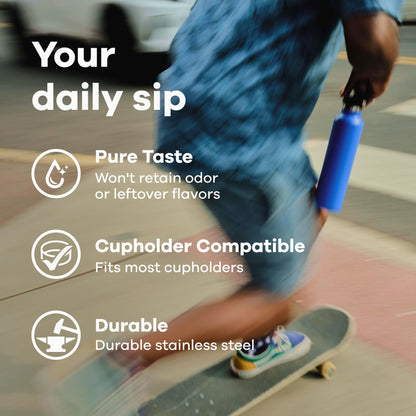 Hydro Flask Water Bottle - Insulated Stainless Steel - Non Spill, Leakproof in 21 Oz Black