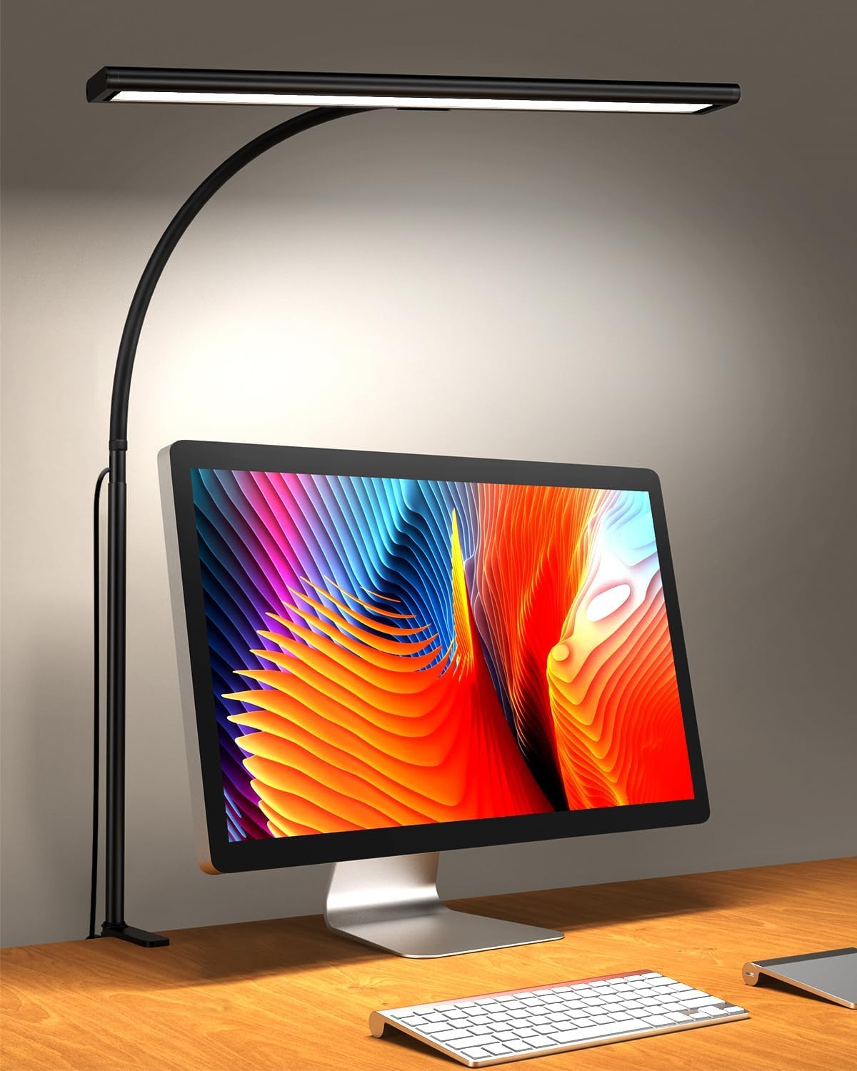 iFalarila 2024 Version 160 LED Desk Lamp - Super Bright Dimmable Clamp Lamp for Home Office with 3 Colour Temperatures and 10 Brightness Levels, Office Lamp with 10W USB Adapter