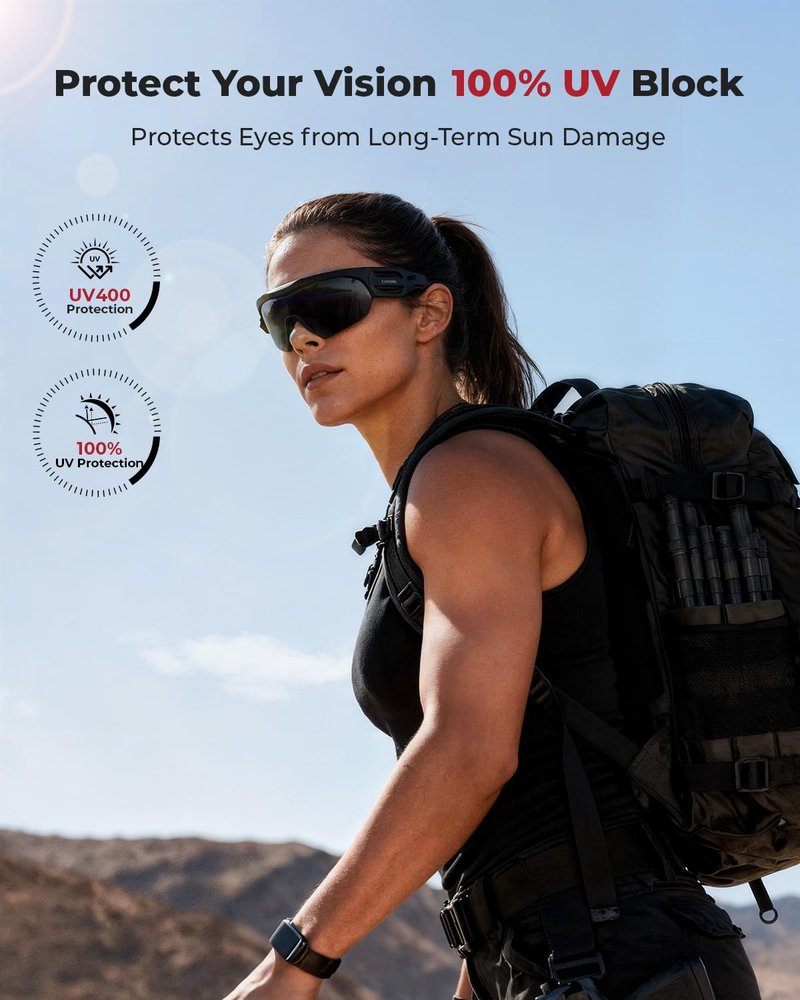 ONNAIS Shooting Glasses with Earplugs - ANSI Z87.1+ Safety Glasses with Detachable NRR 32dB Earplugs, Anti-Fog Eye Protection for Gun Range, Industrial Work, Cycling, Gifts for Men Women, Black
