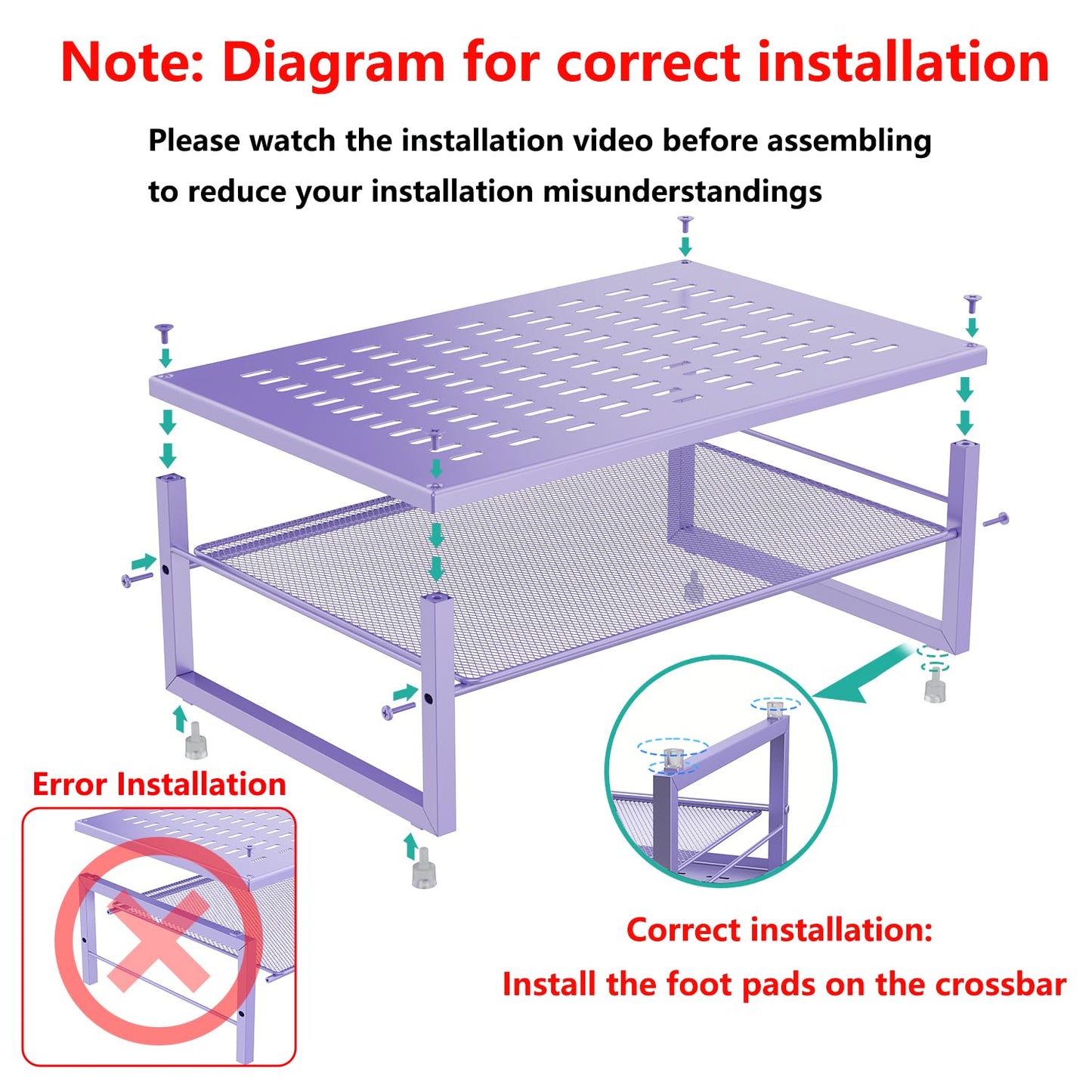 gianotter 2-Tier Metal Monitor Stand Riser, Office Desk Storage Organizer for Computer Monitor, Laptop, Printer, Office Supplies (Purple)