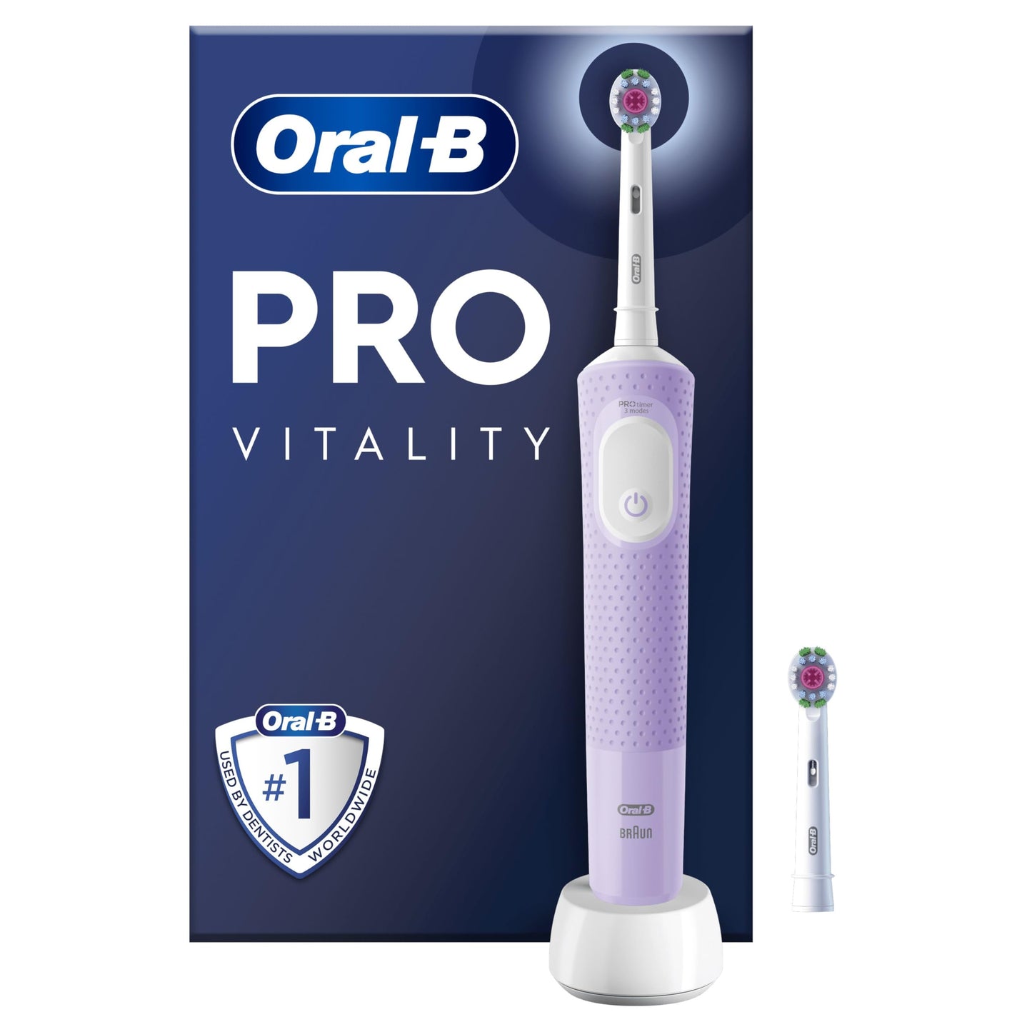 Oral-B Pro Vitality "WHITENIG EDITION" Electric Toothbrushes For Adults, 1 Handle, 2 Toothbrush Heads, 3 Brushing Modes Including Sensitive Plus, 2 Pin UK Plug, Purple (Package may vary)
