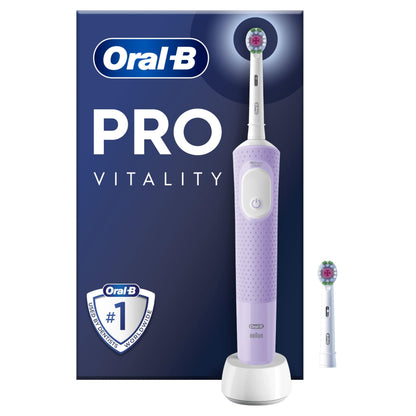 Oral-B Pro Vitality "WHITENIG EDITION" Electric Toothbrushes For Adults, 1 Handle, 2 Toothbrush Heads, 3 Brushing Modes Including Sensitive Plus, 2 Pin UK Plug, Purple (Package may vary)