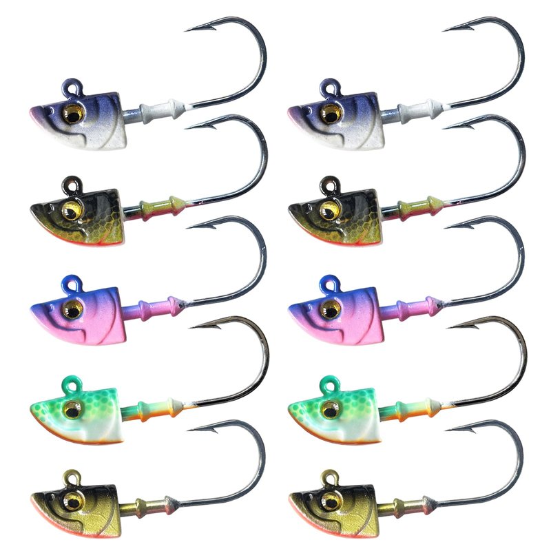 FISHCORNER Swimbait Jig Head Swimbait Jigs with 3D Eyes Minnow Jig Heads for Fishing Saltwater 10 pcs/Set 3/16oz