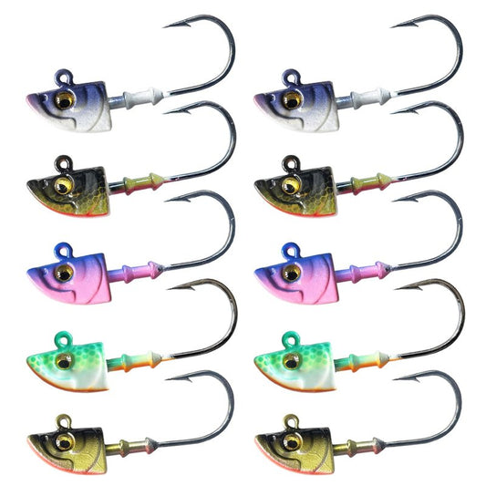 FISHCORNER Swimbait Jig Head Swimbait Jigs with 3D Eyes Minnow Jig Heads for Fishing Saltwater 10 pcs/Set 3/16oz