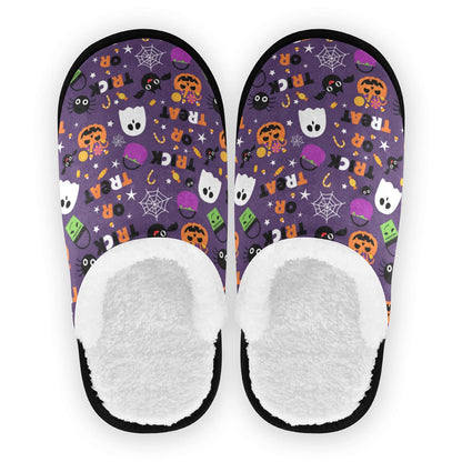 Dussdil Halloween Ghost Pumpkin Womens Mens Slippers Candy Bats Spider Home Spa Slippers Memory Foam Closed Toe Slipper Non Slip for House Hotel Bedroom Travel Shoes M