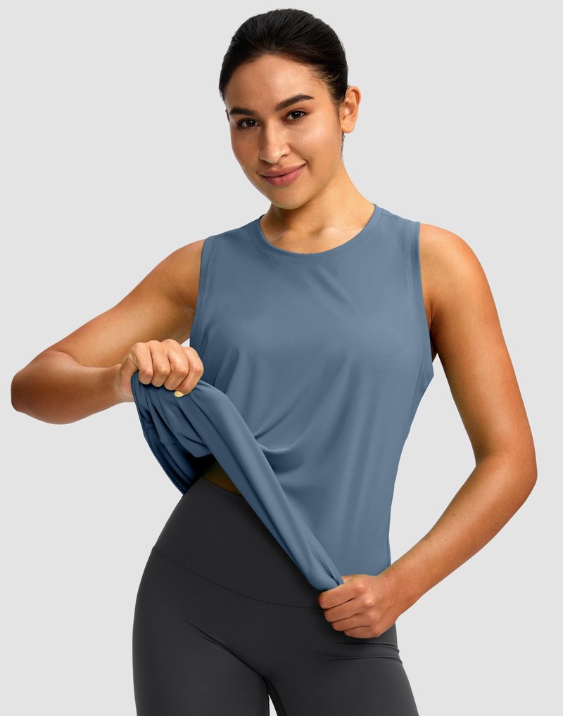 Women's Workout Tops Racerback Athletic Tank Tops Sleeveless Loose Fit Yoga Running Gym Shirts for Women(Slate Blue,M)