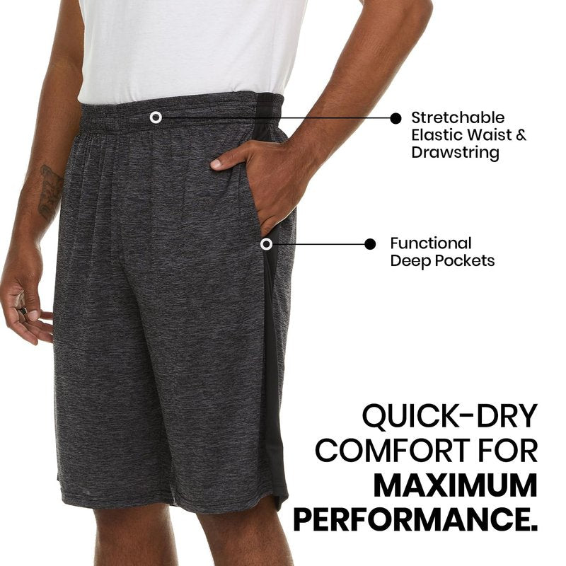 Essential Elements Athletic Shorts for Men - Men's Basketball Shorts - Sports Shorts for Workout, Gym, Running (3 Pack/Set A, Large)
