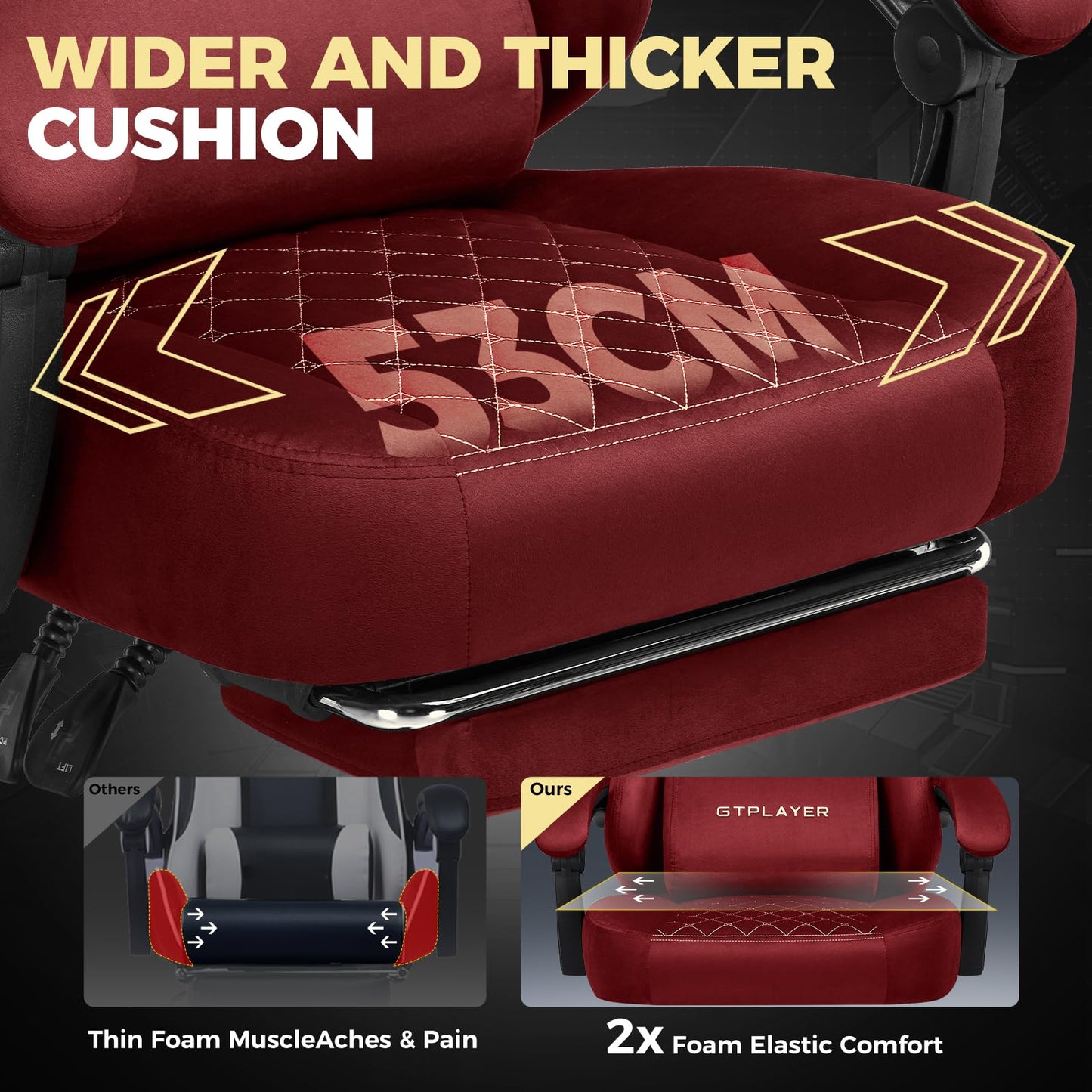 GTRACING Gaming Chair Fabric with Footrest, Big and Tall Game Chair High Back Computer Office Chair with Lumbar Support for Adults, Ergonomic Swivel Games Chair with Pocket Spring Cushion Gaming Red