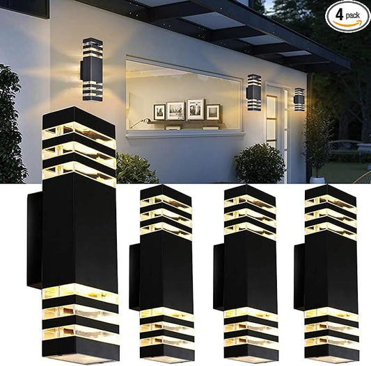 4Pack 15inch Outdoor LED Wall Lights,4000K Day White Outdoor 18W Wall Light Aluminum Body Waterproof IP65 led Porch Light for House Patio Garage Garden.(No Sensor)