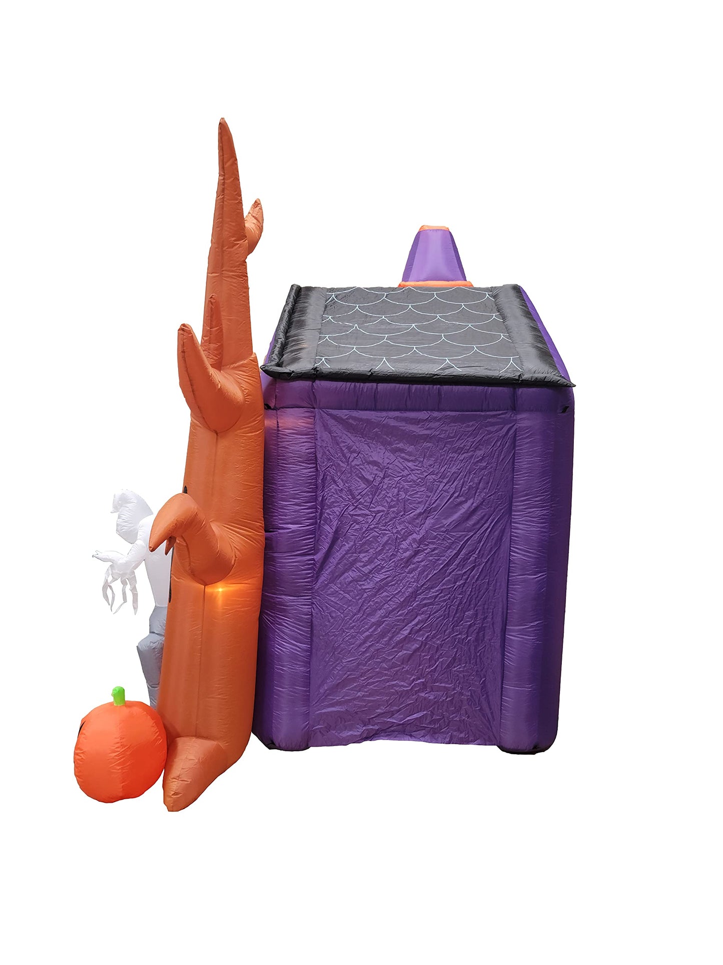 8.5 Foot Halloween Inflatable Haunted House Castle with Skeleton, Ghost, Tree and Pumpkin Lights Decor Outdoor Indoor Holiday Decorations, Blow up