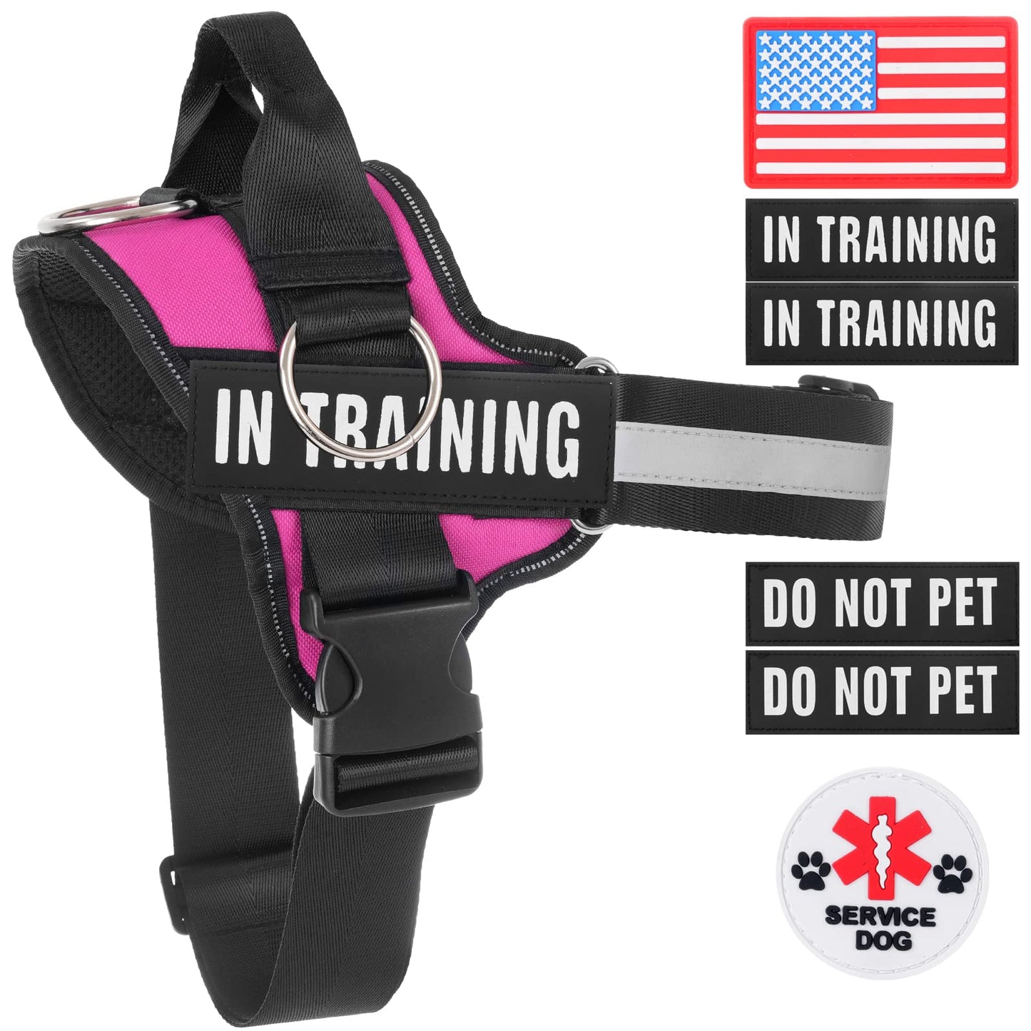Essential Dog Harness, No Pull Pet Harness with 3 Side Rings for Leash Placement, No Choke, Reflective, Adjustable Pet Vest, Easy On-Off & Improved Control Handle, Training, Walking, Running