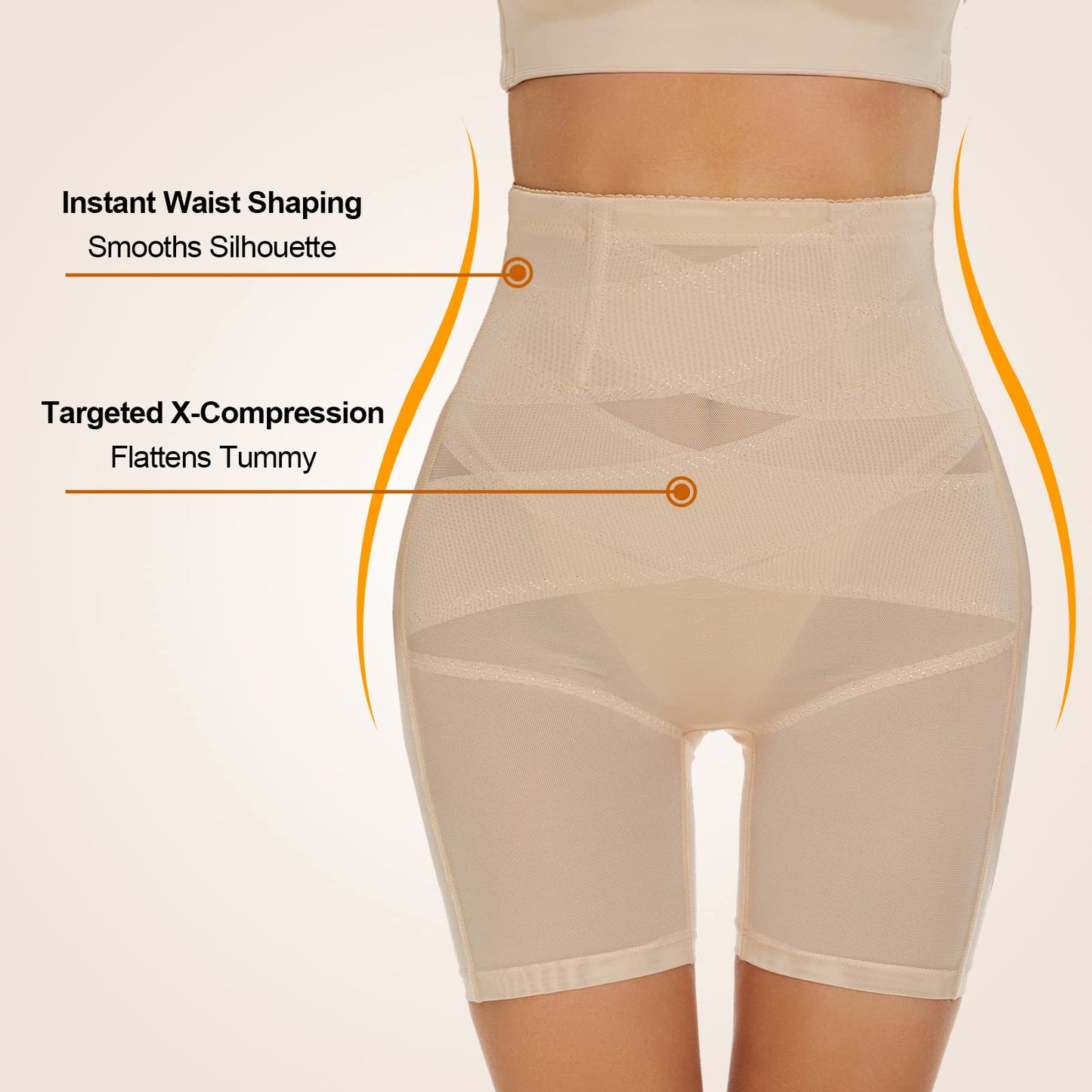 SIMIYA High Waisted Shapewear for Women Tummy Control Knickers, Slimming Body Shaper Pants Shaping Underwear, Beige M