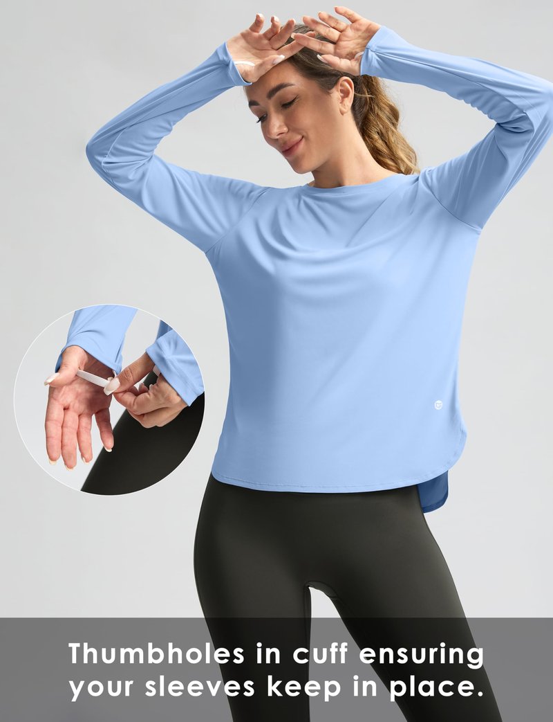 Women's Sun Shirts UPF 50+ Long Sleeve UV Protection Shirt Lightweight Quick Dry Workout Hiking Tops for Women(Haze Blue,XL)