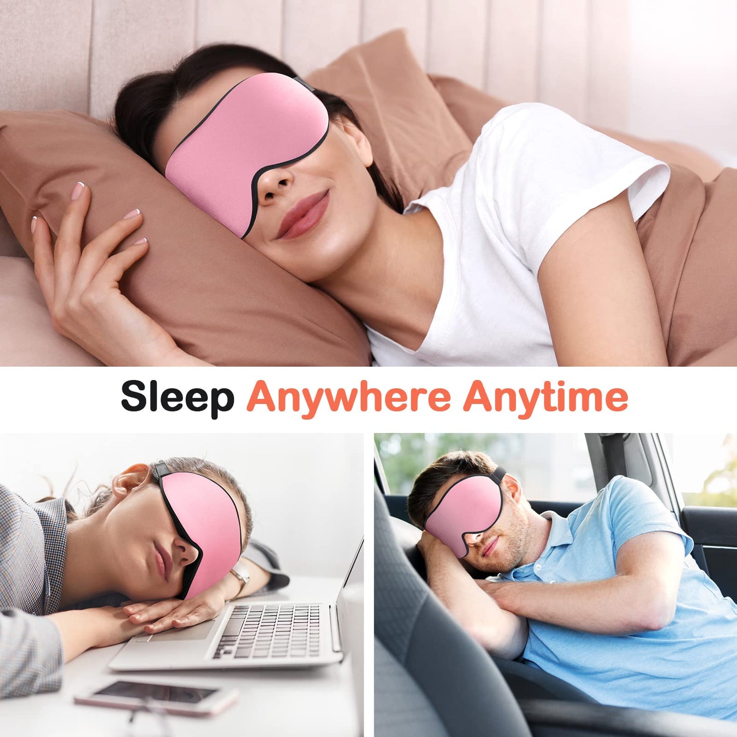 INNELO 3D Contoured Sleep Mask for Side Sleepers, 100% Light Blocking Sleeping Mask for Men & Women, Soft, No Pressure on Eyes, Airplane Blindfold for Travel, Night Eye Cover for Nap, Yoga, Grey