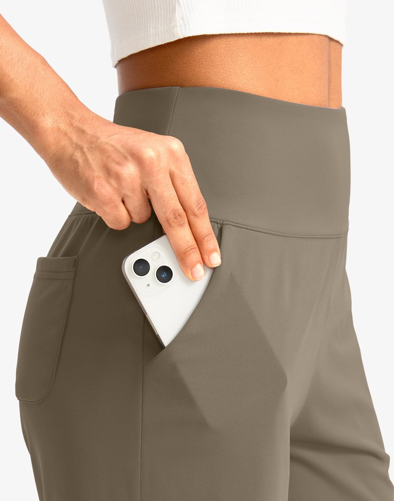 G Gradual Women's Bermuda Long Shorts with Pockets 9" High Waisted Knee Length Shorts for Women Walking Athletic Workout(Dark Khaki,XXL)