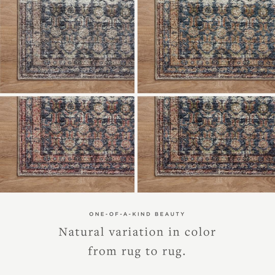 Loloi Amber Lewis Billie Collection, Ocean & Brick 5'-0" x 7'-6" Area Rug – Antique & Distressed Accent Rugs for Living Room, Bedroom, Entryway & Hallway, No Shed High Traffic Area Home Decor Rug