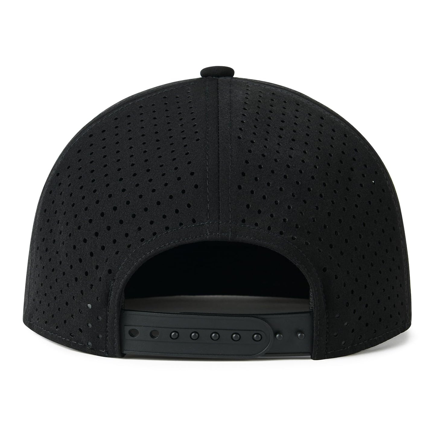 FEINION Men Flat Brim Adjustable Performance Hat Snapback Laser Perforated Baseball Cap (Black)
