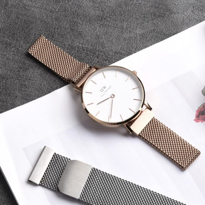 Quick Release Watch Strap - 20mm/22mm Lug Width Stainless Steel Metal Strap Milanese Mesh Wristband Magnetic Lock Replacement Band Smart Watch Wristbands for Men Women (22mm, Rose Gold)